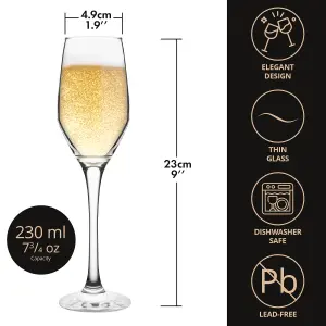 Homiu Champagne Prosecco Flutes Pack of 6 - Dishwasher Safe - Napoli Collection