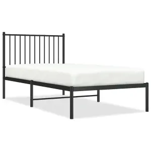 Berkfield Metal Bed Frame with Headboard Black 90x190 cm 3FT Single