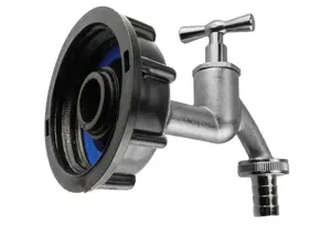 IBC 2 Inch S60X6 Cap with Nickel Plated Bib Tap and Three Quarter Inch Barb Connection