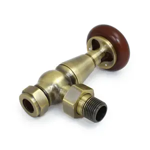 Faringdon Traditional Thermostatic Radiator Valve - Antique Brass (Angled TRV)