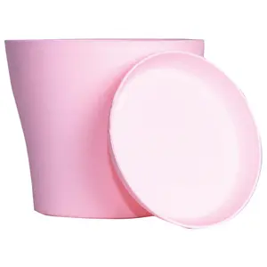 Pink Plastic Plant Pot - Weatherproof Colourful Home or Garden Planter with Drainage Holes & Saucer - H16 x 12.5cm Diameter