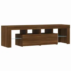 Berkfield TV Cabinet with LED Lights Brown Oak 140x36.5x40 cm