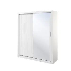 Lux 28 - 2 Sliding 1 Mirror Door Wardrobe in White - W1800mm H2160mm D600mm, Elegant and Functiona