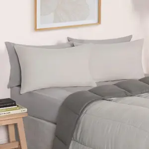 Coverless 10.5 Tog Duvet & Pillowcase, Grey/Silver - Single