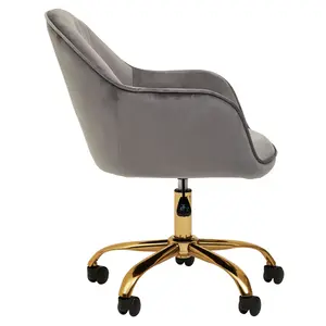 Interiors by Premier Brent Grey Velvet And Gold Base Home Office Chair