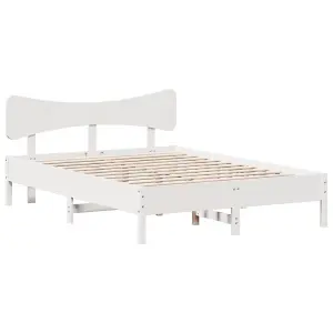 Berkfield Bed Frame without Mattress White 150x200 cm King Size Solid Wood Pine