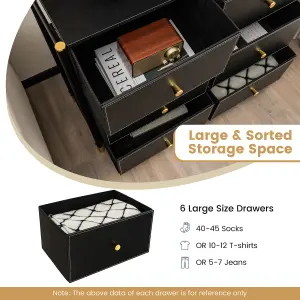 Costway 6 Drawers Dresser Tower Organizer Fabric Storage Chest of Drawers W/ Metal Frame