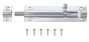 Smith & Locke Chrome-plated Silver Chrome effect Brass Barrel Door bolt N384 (L)102mm (W)25mm