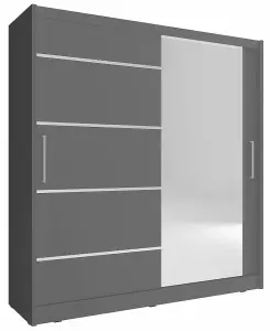  Elegant Maja I Alu Sliding Door Wardrobe H2000mm W1800mm D620mm in Grey - Contemporary Storage Solution