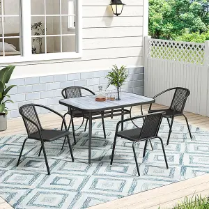 Rectangular Wood Grain Table with Umbrella Hole for Garden 120 x 80cm