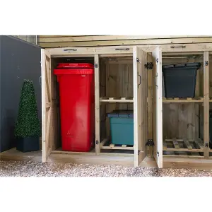 Wheelie Bin (3x 240L) and Quadruple Recycling Box (4x) Chest Store