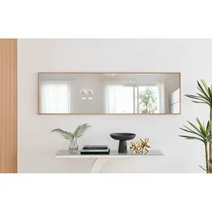 Alcantera Rectangle Metal Frame Wall Mirror Simple and Elegant Modern Design Copper / 170cm H x 50cm W