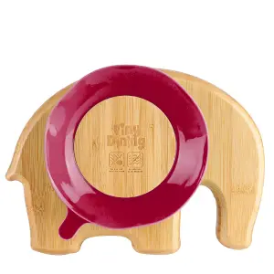 Tiny Dining - Children's Bamboo Suction Elephant Plate - Red