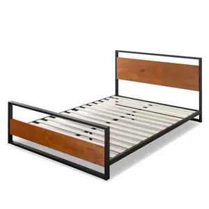 Karlie Bed Frame with Deatiled Wood Headboard Double (4'6)