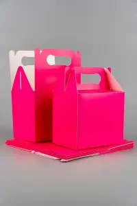 20Pcs Hot Pink Colour Cardboard Lunch Takeaway Birthday Wedding Carry Meal Food Cake Party Box Childrens Loot Bags