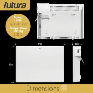 Futura Electric 1000W Radiator Panel Heater Wall Mounted or Floor Standing Bathroom Safe Timer and Thermostat Control