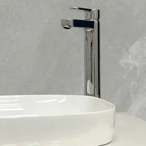 Chrome Tall Bathroom Sink Mono Mixer Tap With Lever Control