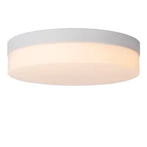 Lucide Biskit Modern Flush ceiling light Bathroom 28cm - LED - 1x18W 2700K - IP44 - White