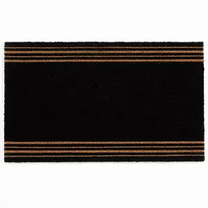 Astley Printed Latex Backed Coir 45x75cm Printed Black 4 Stripes Doormat