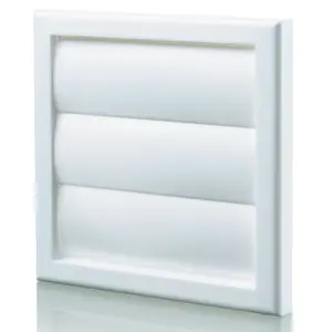 Blauberg Plastic Vented Back Draught Air Gravity Shutter Ventilation Grille - 125mm White