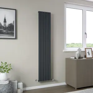 Agadon Vienna Aluminium Designer Radiator 1800 x 345 mm Textured Anthracite - 2338 BTU - 10 Years Guarantee