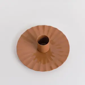 Melody Maison Rust Brown Round Scallop Candlestick Holder