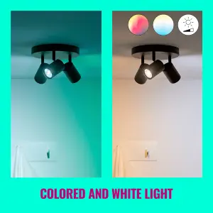 WiZ Colour Imageo Smart Connected WiFi Ceiling Light Spot Fixture 4 Spot - Black with App Control