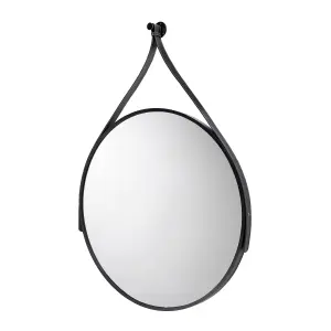 Croydex Matt Black Round Wall-mounted Any room Mirror (H)86.5cm (W)60cm