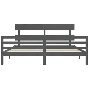 Berkfield Bed Frame with Headboard Grey 200x200 cm Solid Wood