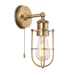 Luminosa Treviso Bathroom Metal Wall Lamp, Antique Brass Plate, IP44