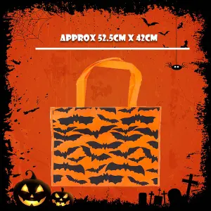 Halloween Shopper Bag Halloween Party, Trick or Treat 40cm x 32cm Orange Bat