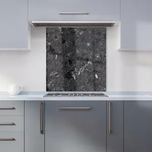 Dark Grey Quartz Effect Premium Glass Kitchen Splashback W700mm x H650mm