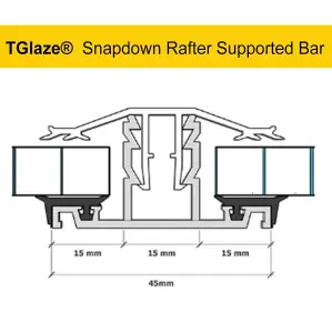 Anthracite Grey Snapdown Rafter Supported TGlaze Glazing Bar for 10, 16 and 25mm Polycarbonate Roofing Sheets - 2.5m