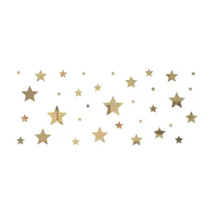 Gold Stars Mirror Art - 34pcs Mirror Stickers Nursery Home Decoration Gift Ideas 34 pieces