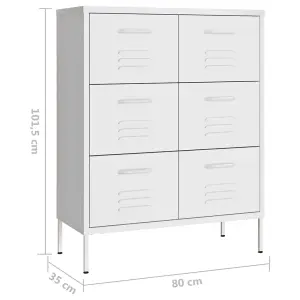 Berkfield Drawer Cabinet White 80x35x101.5 cm Steel