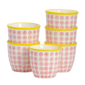 Nicola Spring - Hand-Printed Plant Pots - 14cm - Pack of 6