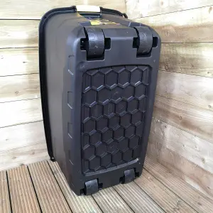 1 x 145L AND 1 x 75L Heavy Duty Trunks on Wheels Sturdy, Lockable, Stackable and Nestable Design Storage Chest with Clips in Black