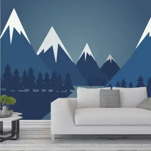 Origin Murals Graphic Snowy Mountain Valley Matt Smooth Paste the Wall Mural 300cm wide x 240cm high