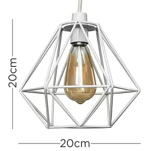 ValueLights Diablo White Ceiling Pendant Shade and E27 Pear LED 4W Warm White 2700K Bulb