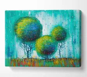 Three Round Trees Canvas Print Wall Art - Medium 20 x 32 Inches