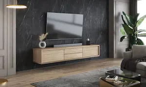 Minimalist Frida 39 Floating TV Cabinet 1800mm in Light Oak - Sleek Entertainment Centre H320mm D360mm