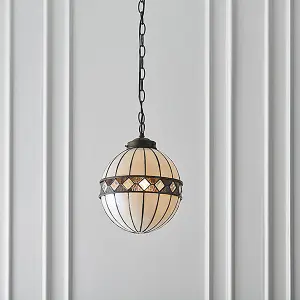 Luminosa Fargo 1 Light Small Globe Ceiling Pendant Dark Bronze, Tiffany glass, E14