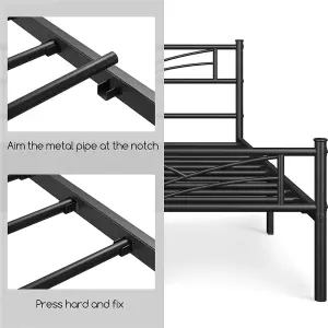 Yaheetech Black 5ft King Metal Bed Frame with Cloud-inspired Design Headboard