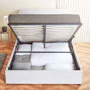 Velvet Ottoman Bed Frame King Size Storage Bed With Pocket Sprung Mattress