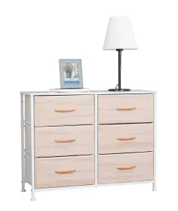 Requena Chest of Drawers, 6 Drawers with Wood Top and Large Storage Space, Easy to Install Room Organizer CD-5826-Beech-White