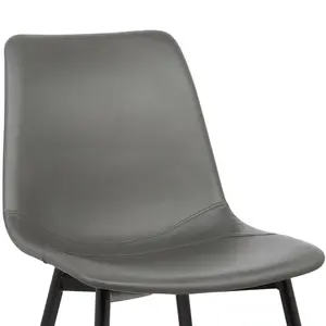 Bixler Contemporary Armless Upholstered Dining Chair with Black Metal Legs Grey