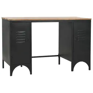 Berkfield Double Pedestal Desk Solid Firwood and Steel 120x50x76 cm