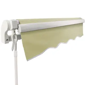 SunDaze 2.5 x 2m Manual Awning Retractable Garden Patio Canopy Sun Shade Shelter with Fittings and Crank Handle Cream