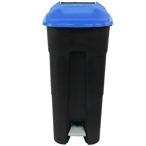 80 Litre Wheelie Bin with Foot Pedal - Blue Lid