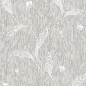 Tiffany Floral Trail Wallpaper Soft Silver Belgravia 41319